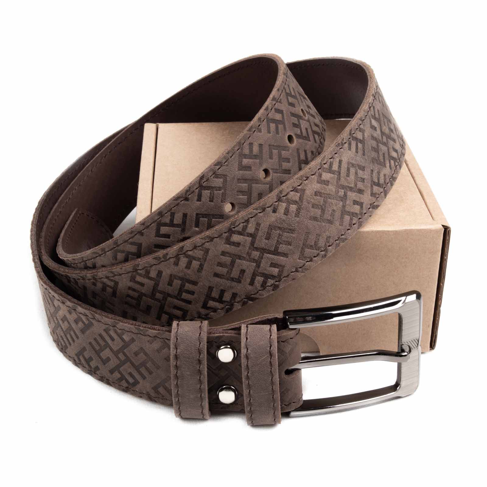 Ādas josta ar ugunskrusta rakstu, brūna