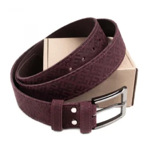 Ādas josta ar ugunskrusta rakstu, bordo