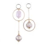 Papīra Auskari ar Rozā Kvarcu, Asimetriski Stienīši