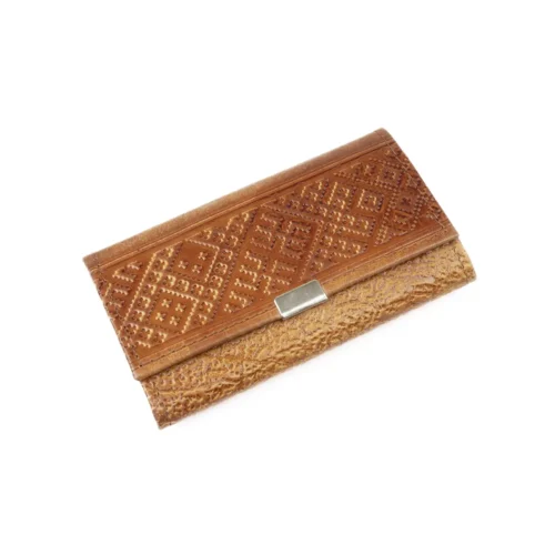 Sieviešu naudas maks no dabīgās Ādas ar rakstu, 8.5x14.5 cm