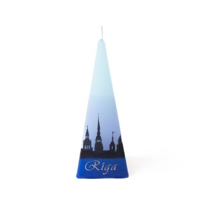 Svece “Rīga”, Piramīdas Forma, Zila Nokrāsa Svece “rīga”, piramīdas forma, zila nokrāsa