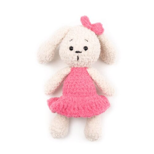 Tamborēta mīkstā manta - bēšais zaķītis, 20 cm