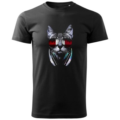 Unisex t-krekls "kaķis ar austiņām", melns