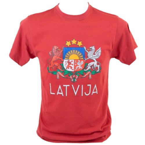 Unisex t-krekls "latvija", Ģerbonis, sarkans