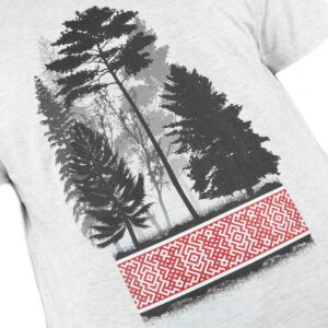 Unisex t-krekls "mežs un lielvārdes jostas raksts", gaiši pelēks