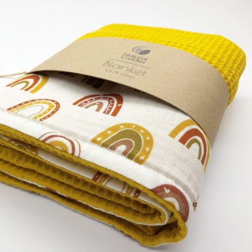 Vafeļu sedziņa ar varavīksnēm, 70x100 cm