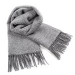 Vilnas Šalle ar Smaklu Zigzaga Rakstu, Pelēka, 37x180 cm