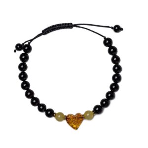 Dzintara rokassprādze ar sirsniņu, savelkama, ⌀ 5.5 cm