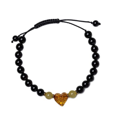 Dzintara rokassprādze ar sirsniņu, savelkama, ⌀ 5.5 cm