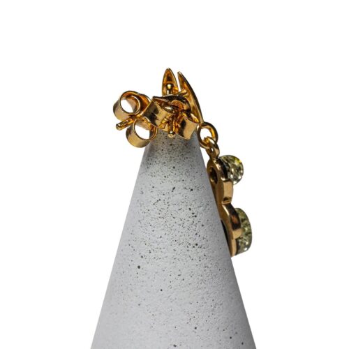 Sudraba auskari ar zaļganu dzintaru, apzeltīti