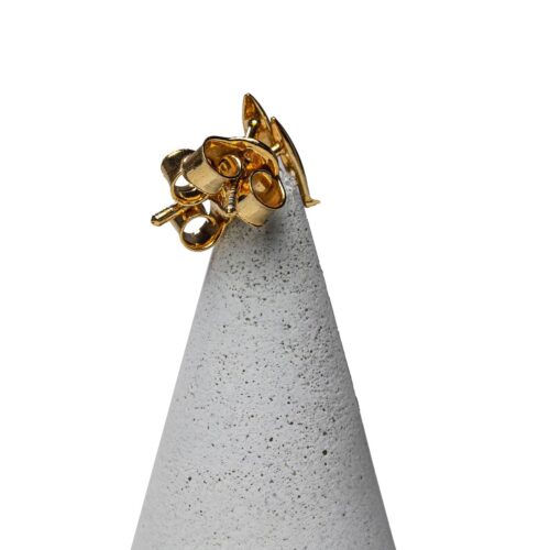 Sudraba auskari rombiņi ar zaļganu dzintaru, apzeltīti