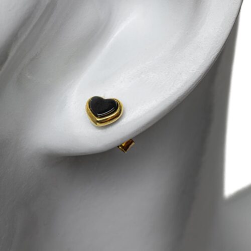 Sudraba auskari sirsniņas ar tumši brūnu dzintaru, apzeltīti