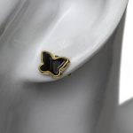 Sudraba Auskari Taurenīši ar Tumši Brūnu Dzintaru, Apzeltīti