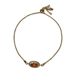 Sudraba Rokassprādze ar Oranžu Dzintara Gabaliņu, Apzeltīta Sudraba rokassprādze ar oranžu dzintara gabaliņu, apzeltīta