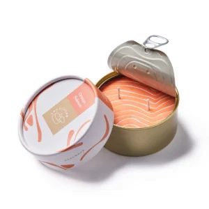 Aromatizēta svece konservu bundžā, apelsīna lasis