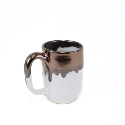 Keramikas krūzīte ar glazūru, metāliski balta