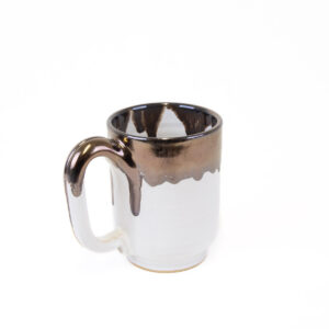 Keramikas krūzīte ar glazūru, metāliski balta