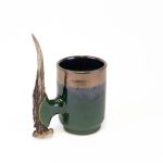 Keramikas Krūzīte ar Raga Rokturi, 100ml, Zaļa