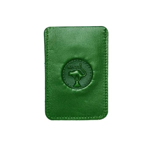 E-talona maciņš no dabīgās Ādas, rīgas melnais kaķis, zaļš, 7 x 10 cm