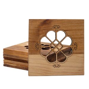 Koka paliktnis ar etnogrāfiskajām zīmēm, saule, 9.8 x 9.8 cm