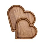 Koka Uzkodu Trauks Sirds Formā, Divas Sirdis, 28 x 38 cm