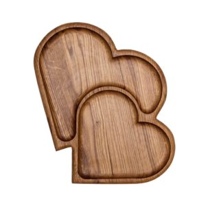 Koka uzkodu trauks sirds formā, divas sirdis, 28 x 38 cm