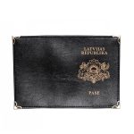 Pases Vāks Melnā Krāsā ar Ģerboni, LATVIJAS REPUBLIKA, 9.8 x 13.7 cm