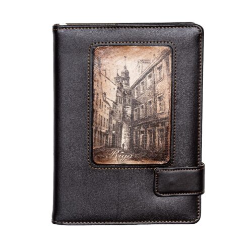 Piezīmju grāmata dabīgās Ādas vākos, rĪga, melngalvju nams, tumši brūna, 14 x 19.5 cm