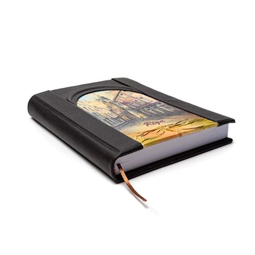 Piezīmju grāmata dabīgās Ādas vākos, rĪga, vecrīgas motīvs, tumši brūna, 15 x 21 cm