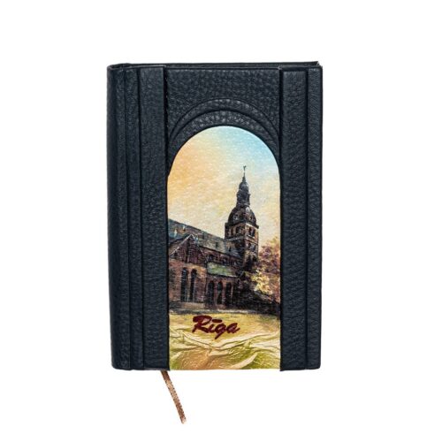 Piezīmju grāmatiņa dabīgās Ādas vākos, rĪga, rīgas doms, tumši pelēka, 9.5 x 14 cm