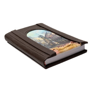 Piezīmju grāmatiņa dabīgās Ādas vākos, rĪga, vecrīgas motīvs, tumši brūna, 9.5 x 14 cm