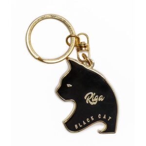 Atslēgu piekariņš - pudeļu attaisāmais ar melno kaķi, riga, black cat, metālisks