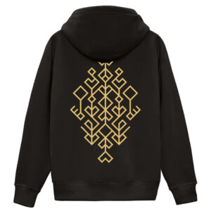 Unisex džemperis ar kapuci "dzīvības koks", latvija, melns