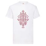 Unisex T-krekls ar Etnogrāfisko Rakstu "Dzīvības Koks", LATVIJA, Balts