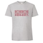 Unisex T-krekls ar Etnogrāfisko Rakstu "Dzīvības Sirds", LATVIJA, Pelēks