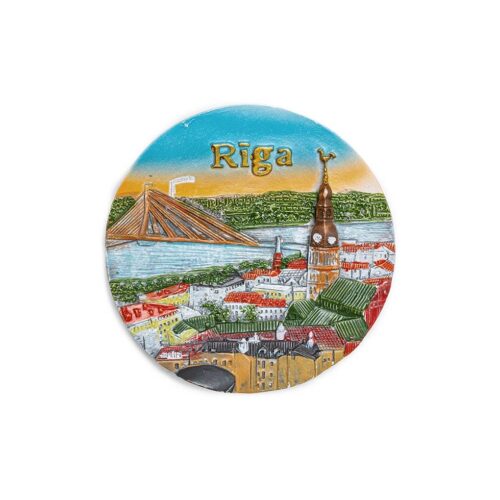 Magnēts rīga ar pilsētas skatu, apaļš, 7cm