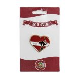 Nozīmīte Sirds Formā ar Latvijas Karogu un Melno Kaķi, RIGA