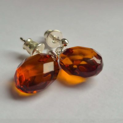 Dzintara auskari, oranži