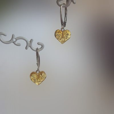 Dzintara auskari sirsniņas, gaiši dzeltenas