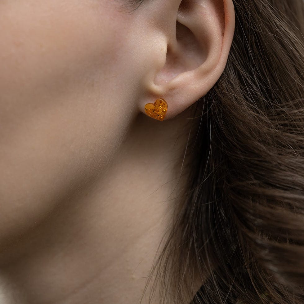 Dzintara auskari sirsniņas, dzeltenas