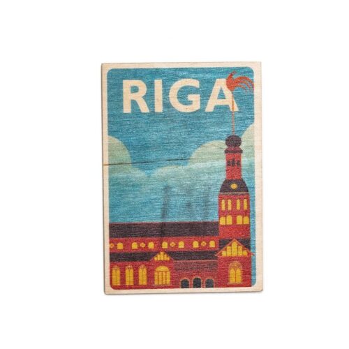 Interaktīvs koka magnēts doma baznīca, riga, 5.5 x 8 cm