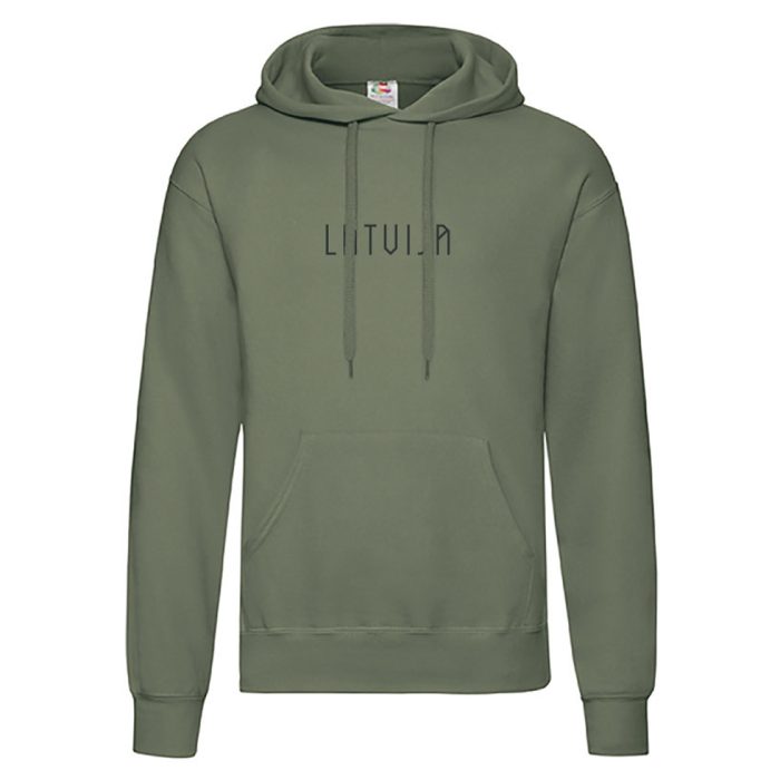 Unisex džemperis ar kapuci "dzīvības koks", latvija, olīvzaļš