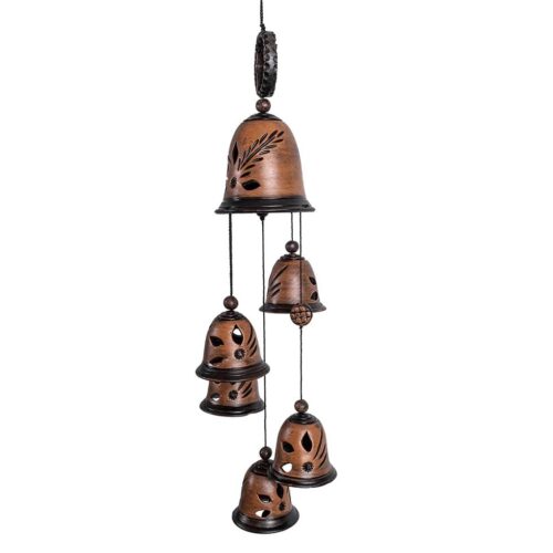 Keramikas vēja zvani ar Ģeometrisku dekoru, 6 zvani