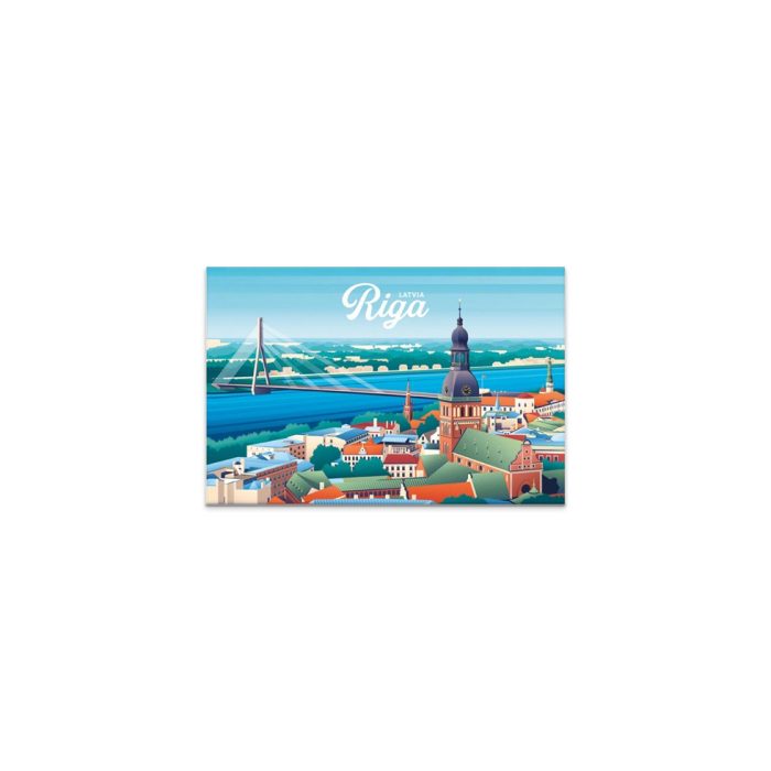 Magnēts 3d riga, vecrīgas panorāma, vanšu tilts, 54x78 mm