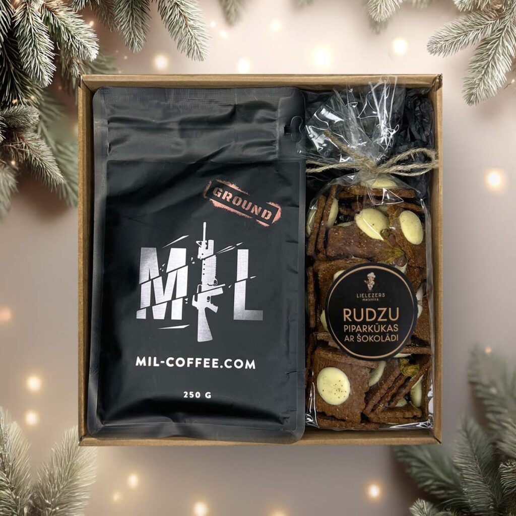 Ziemassvētku dāvanu komplekts – garšīgas rudzu piparkūkas un garšīga kafija "mil-coffee"