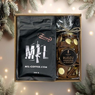 Ziemassvētku dāvanu komplekts – garšīgas rudzu piparkūkas un garšīga kafija "mil-coffee"
