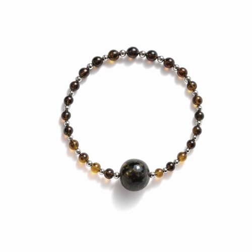 Dzintara aproce ar sudraba krāsas elementiem ⌀ 5.5 cm