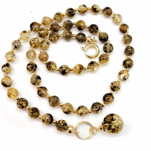 Dzintara kaklarota ar zelta krāsas elementiem, 45 cm (copy)