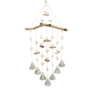 Keramikas vēja zvani, smilgu motīvs, balti, 7 zvani