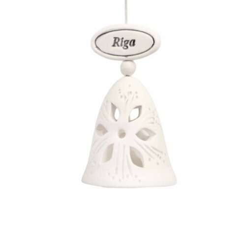 Keramikas zvans, ziedu motīvs, rīga, balts